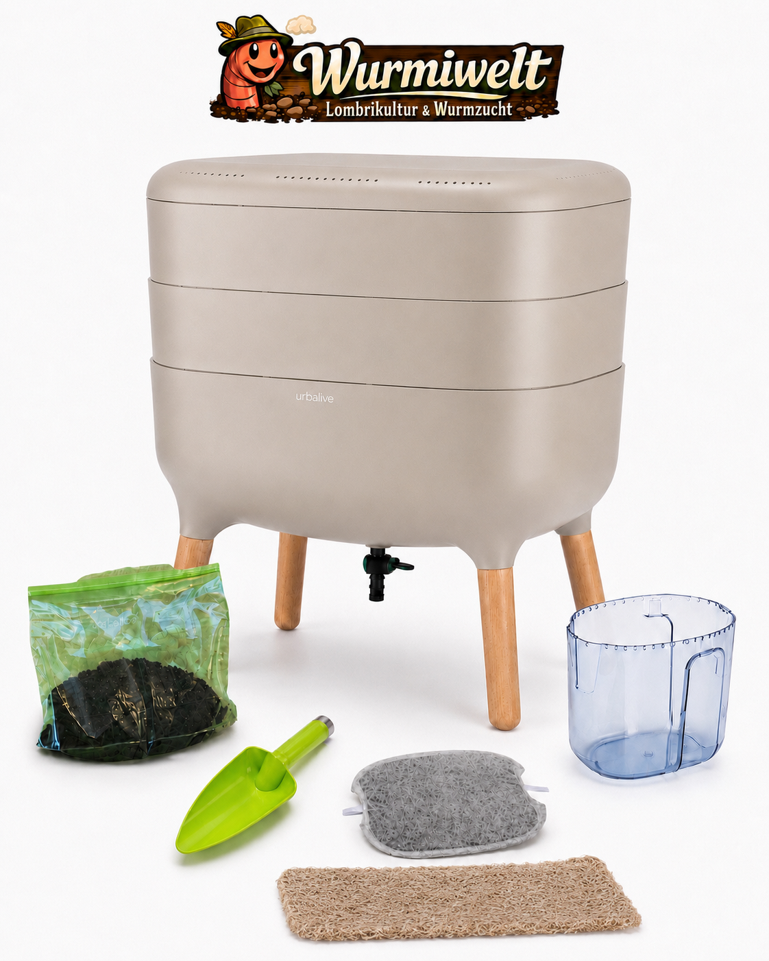 Edition 2026: Premium Wurmkomposter Komplettset von Wurmiwelt – inkl. 500 Kompostwürmer & Zubehör